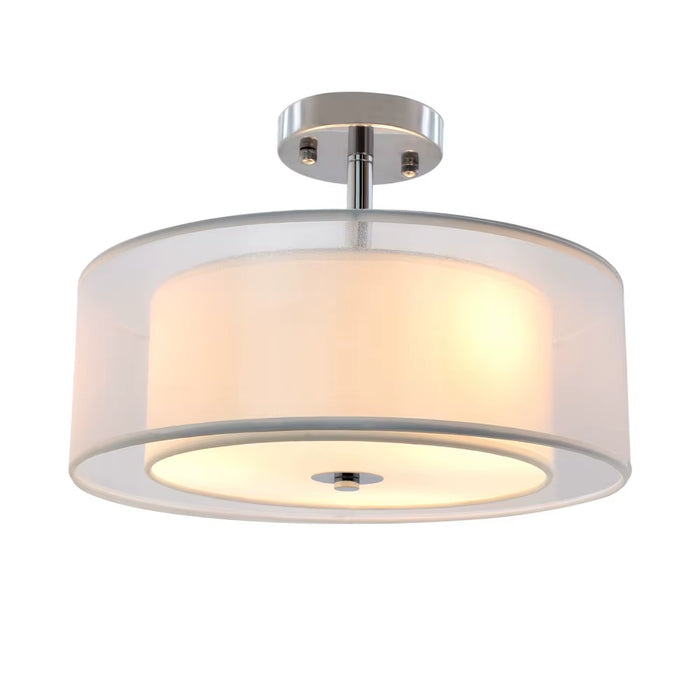 20" 3-Light Classic Semi Flush Mount Ceiling Light with Drum Shade Adjustable Height for Dining Room Bedroom E26 Base