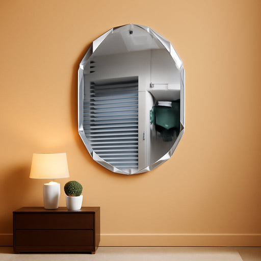 Single Beveled Edge Frameless Wall Mount Bathroom Vanity Mirror, 24” X 36”|Silver|