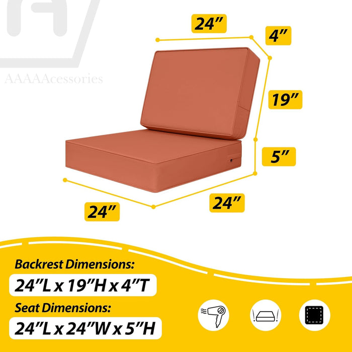 Outdoor Deep Seat Cushions, Foam Pillow, Waterproof, Fade-Resistant Patio Furniture Replacement Cushions, 24" X 24" X 5", Set of 4, Rust