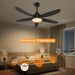 Ceiling Fan with Light, Remote & APP Control, 42" Black RGB Ceiling Fans with 6 Reversible Speeds, 3000-6500K Stepless Dimming, Modern Small Low Profile Ceiling Fan for Bedroom/Indoor/Outdoor