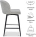 Counter Height Bar Stools Set of 3, 360° Swivel Upholstered Barstools with Backs and Metal Legs, 26" H Seat Height, Fabric in White (Multi-Colored)