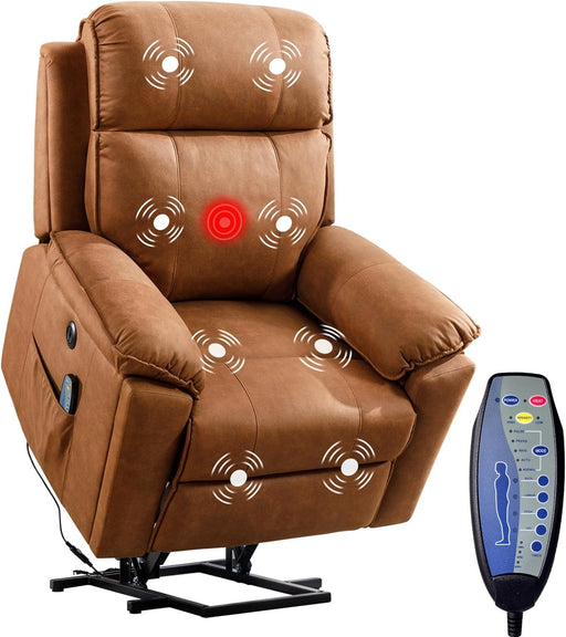 Brown Power Recliner with Massage & Heat