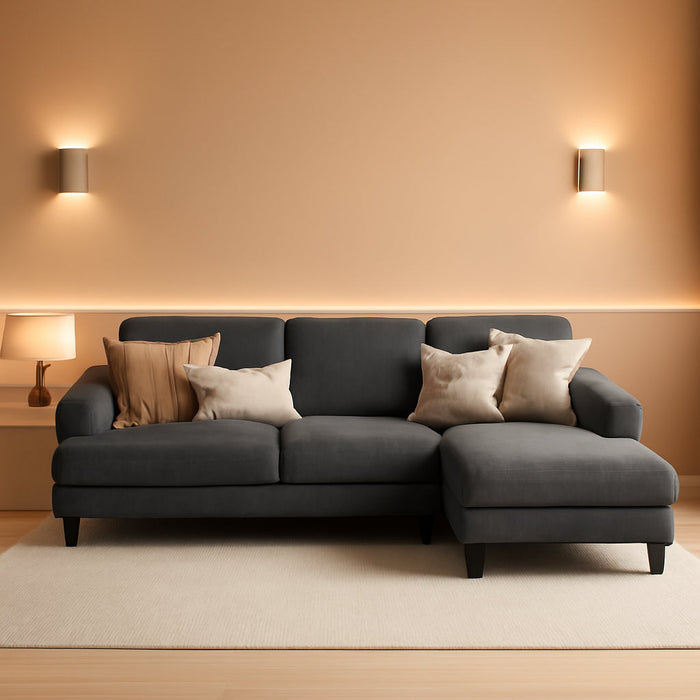 Sectional Couch, 111'' W Corduroy U Shaped Sofa with Sleepable Armrests, 4 Seat Couch with Double Chaises, Deep Sofa for Living Room, Grey