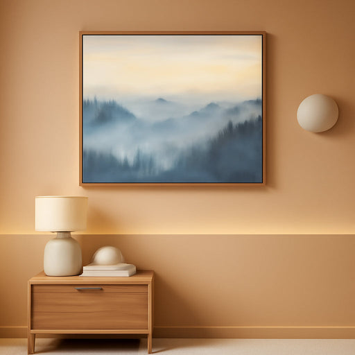 Home Decor Mountain Wall Art Blue Large Framed Artwork for Living Room Bedroom Office Wall Decorations 29X58 Inch