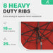 3 Tier 9 Ft Outdoor Patio Umbrella with Tilt and Crank, Red