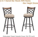Swivel Bar Stools Set of 2, 25/30 Inch Adjustable Beige Fabric Bar Chairs with Antique Brass Frame, Mid-Century Counter Barstools with Back for Kitchen Island