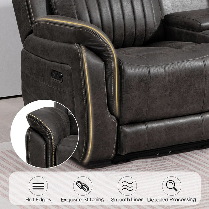 Zero Gravity Power Reclining Loveseat with Console, Reclining Loveseat with Adjustable Headrest, Power Loveseat Recliner Sofa with USB & Type-C Ports for Living Room (Badlands Charcoal)