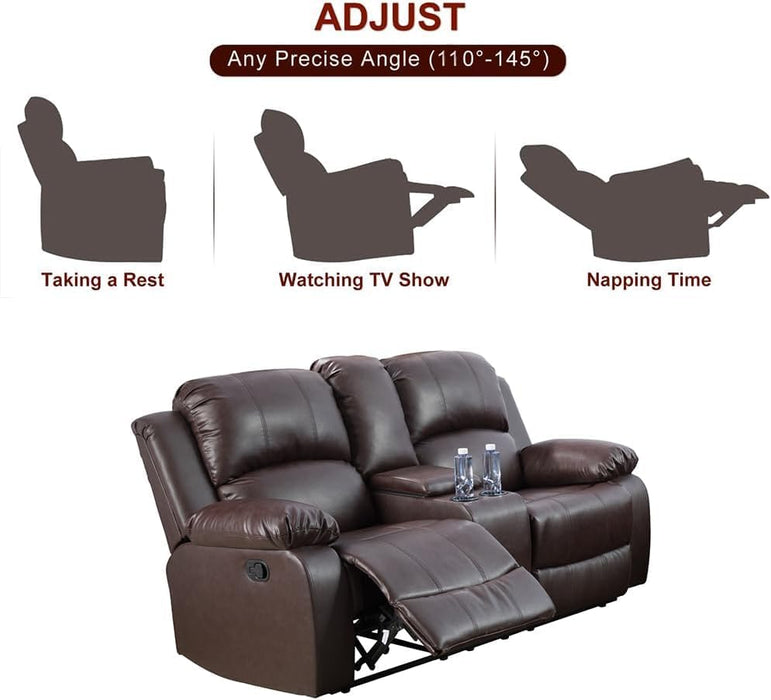 Bonded Leather Living Room Furniture Set Reclining Sofa Set Loveseat Furniture Sets in Living Room Sofa Recliners (Sofa+Loveseat, Brown)
