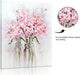 Abstract Bouquet Canvas Wall Art: Pink Flower in Vase Artwork Hand Painted Oil Painting for Teen Girl Bedroom Floral Picture Poster for Living Room Decor 24" X 30"