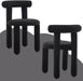 Black Modern Dining Chairs Set of 2 Barrel Boucle Dining Room Chairs Upholstered Sherpa Kitchen Chairs Small Cute