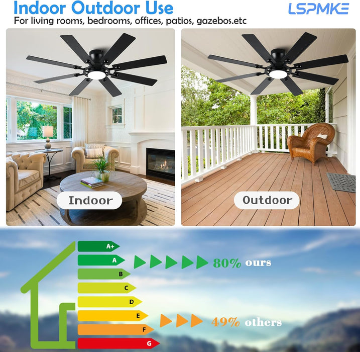 Black 54 Inch Low Profile Ceiling Fan With Remote