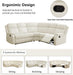 Flannel Recliner Sectional Sofa,Manual Reclining Sectional Couch,Off-White Living Room Furniture Set,5 Seats Recliner Couch for Home Office Apartment Bedroom