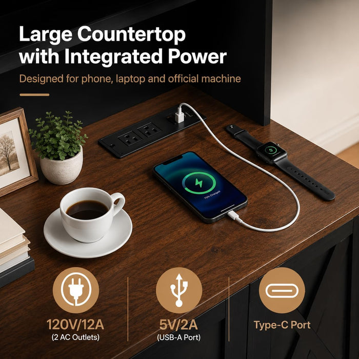 72-Inch Tall Bookshelf With Integrated Power Outlet