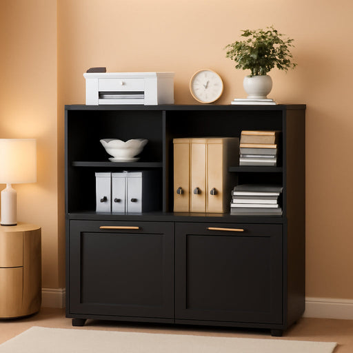 IndustrialGrade Black Lateral File Cabinet With Drawers