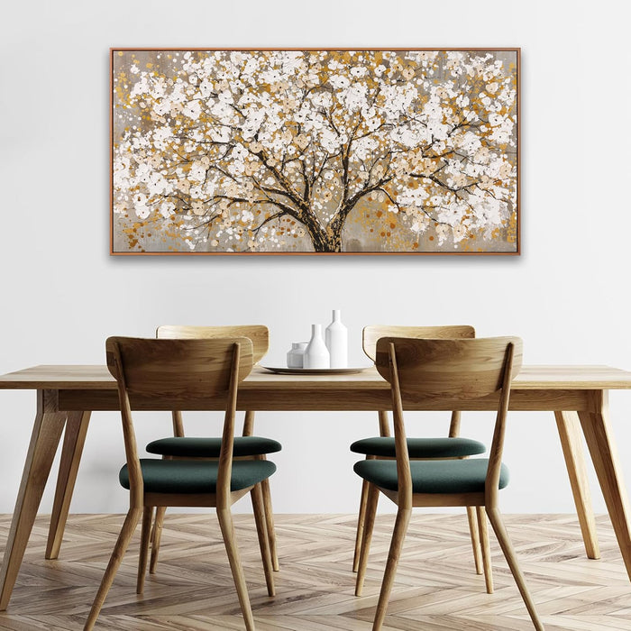 Wall Art Gold Nature Tree of Life Abstract Canvas Painting Picture Modern Wall Art Print Landscape Artwork Framed for Living Room Bedroom Bathroom Office Home Decor 24" X 48"Painting