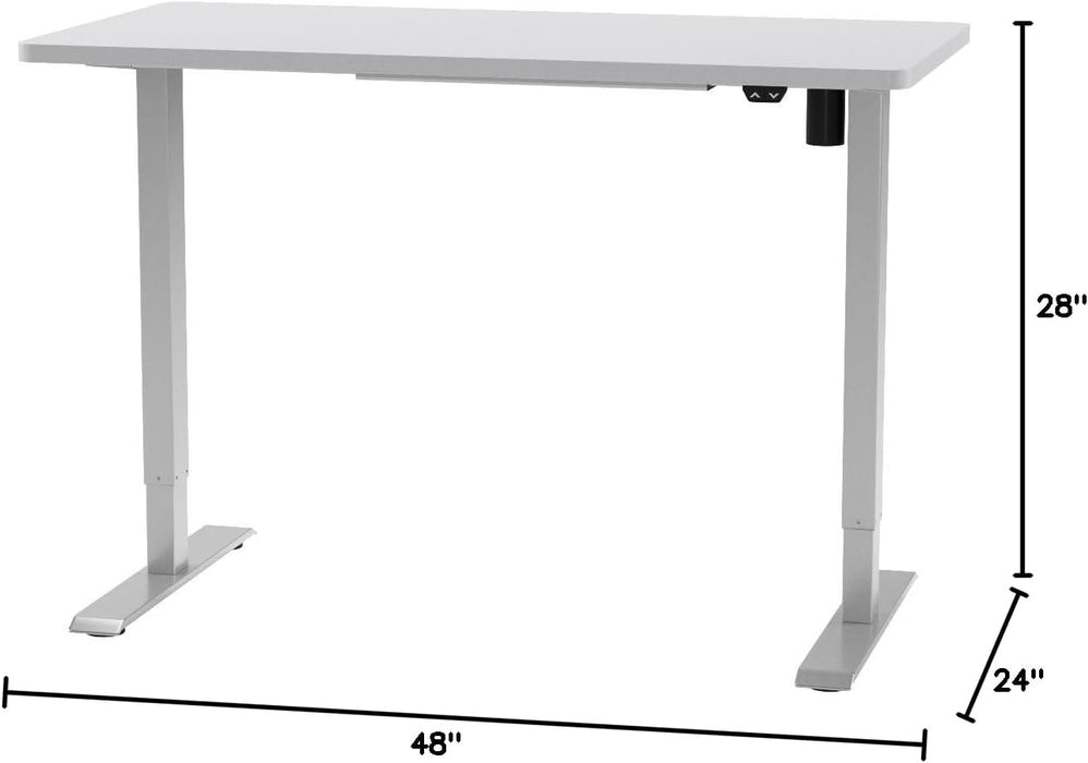 EN1 One-Piece Standing Desk, 48 X 24 Inches Solid Desktop Height Adjustable Desk, Electric Sit Stand up Desk Home Office Desks (White Frame + White Desktop)