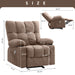 Manual Recliner Chair with Heat Therapy and Massage Function, Heavy Duty Reclining Mechanism Massage Chair, Elderly Single Rocker Sofa with Cup Holders for Bedroom Home Theater,Brown