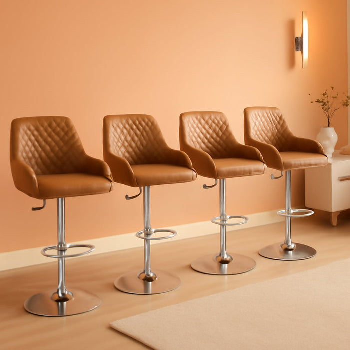 Bar Stools Set of 4, Adjustable Bar Stools with Back, Bar Height Stools for Kitchen Counter