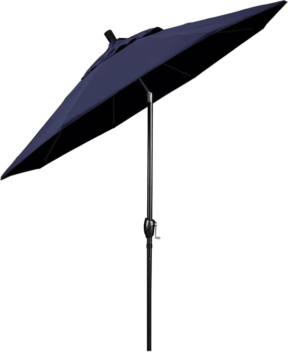 GSPT908302-5439 9' round Aluminum Market, Crank Lift, Push Button Tilt, Black Pole, Sunbrella Navy Patio Umbrella, 9-Feet