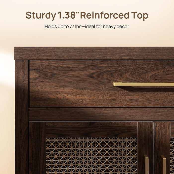 60" Walnut Sideboard Buffet Cabinet with Adjustable Shelves