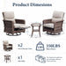 3 Piece Patio Furniture Set, Swivel Rocking Recliner Chairs with Footrests