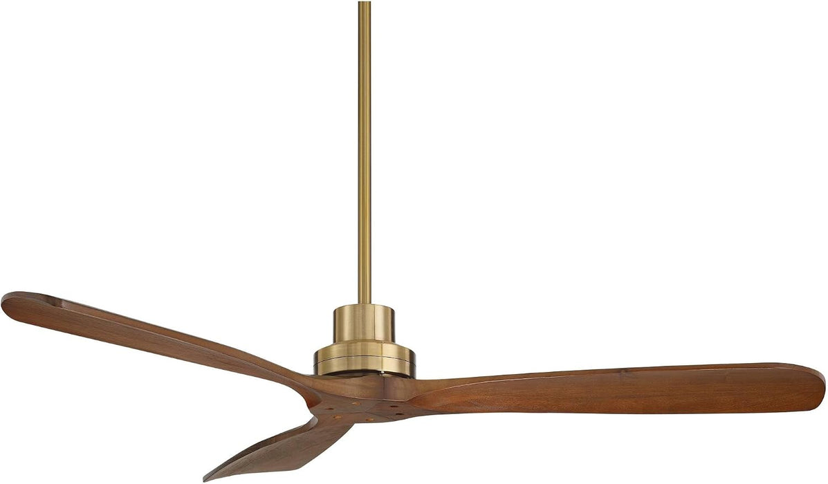 Contemporary Hardwood Ceiling Fan Featuring Soft Brass