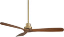 Contemporary Hardwood Ceiling Fan Featuring Soft Brass