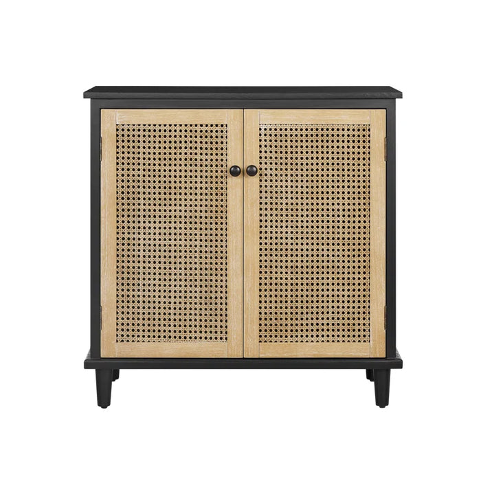 Calzada 31.5'' Tall 2 - Rattan Wicker Door Storage Accent Cabinet with Solid Wood Legs