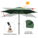 9Ft Patio Umbrella Outdoor Portable Table Market Umbrella with Push Button Tilt/Crank Waterproof Uv-Proof, Dark Green