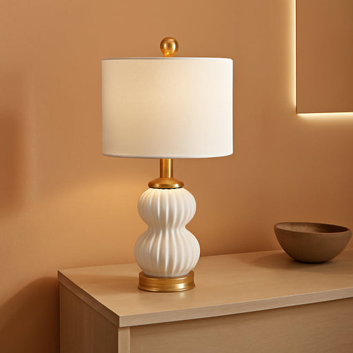 TwentyInch Shimmering White Brushed Brass Table Lamp