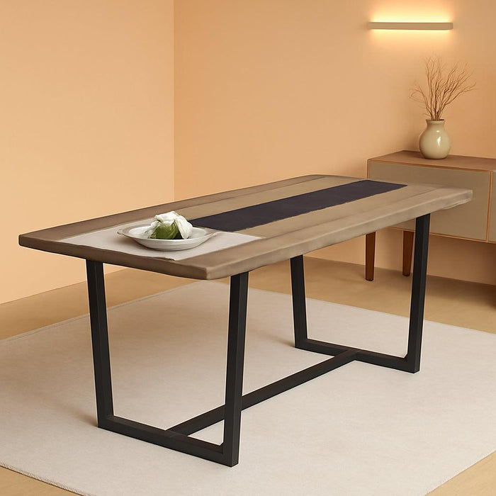 71" 6Ft Large Dinner Table for 6 8 Seat Dining Room Table, Rectangular Farmhouse Modern Kitchen Long Black & Grey Industrial Conference (Grey)