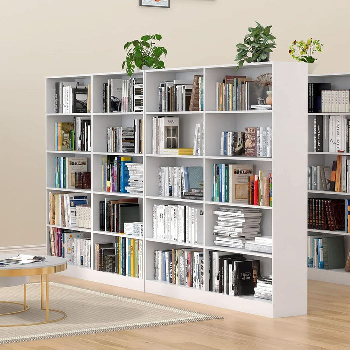Bookshelves and Bookcases Floor Standing Tall Bookcase 5 Tier Display Storage Shelves Tall Bookcase Home Decor Furniture for Home Office(White 11.8" D X 31.5" W X 67.9" H)