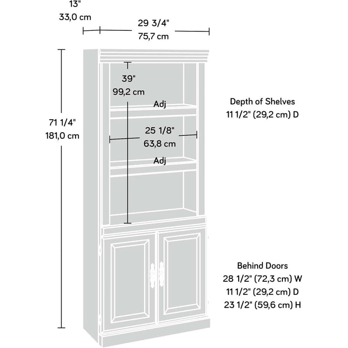 Heritage Hill Library with Doors/Book Shelf, L: 29.80" X W: 12.99" X H: 71.26", Classic Cherry Finish