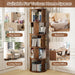 5 Tier Rotating Bookshelf Tower, 360° Display round Bookcase, Floor Standing Corner Revolving Bookshelf Organizer Storage Rack for Home Study Office, Walnut