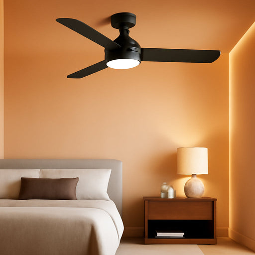 Ceiling Fans with Lights, 42 Inch Low Profile Ceiling Fan with Light and Remote Control, Flush Mount, Reversible, 3CCT, Dimmable, Noiseless, Black Ceiling Fan for Bedroom, Indoor/Outdoor Use