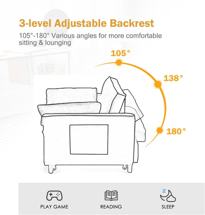 Black Velvet Sleeper Sofa With Adjustable Backrest