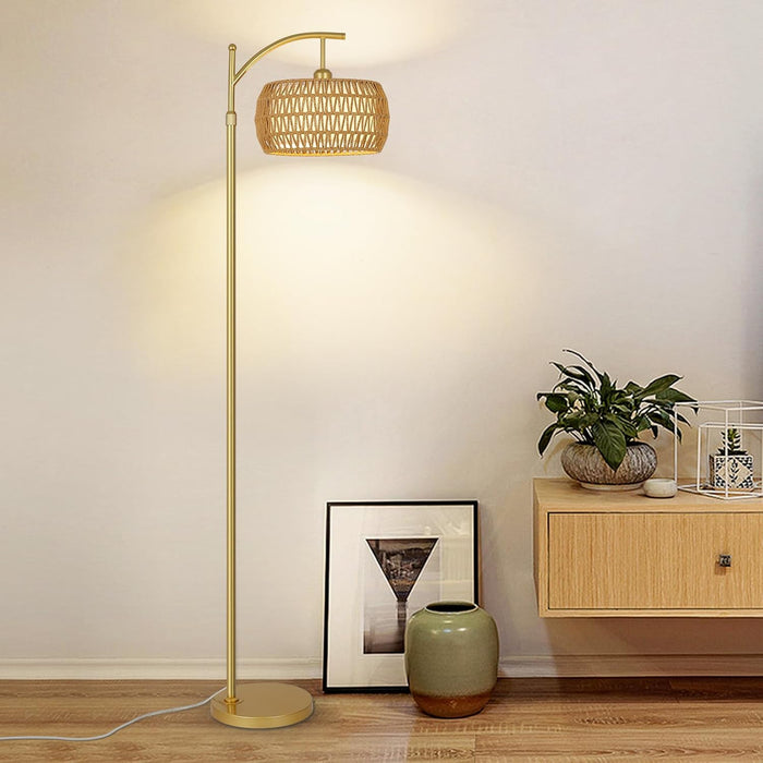 Arc Floor Lamp Timeless BrassFinish Remote Dimmable