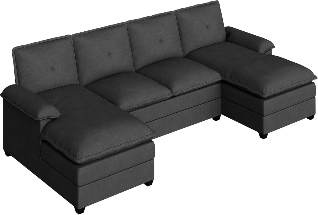 110" Modular U-Shaped Sectional Sofa  Black