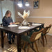 Set of 4 Dining Room Chairs with Arms - Swivel Cane Dining Chairs with Ergonomic Rattan Back, Walnut Bentwood Frame, Curved Arms, Versatile for Restaurant/Living Room/Kitchen (Walnut Green)