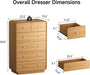 Modern 6 Drawers Dresser for Bedroom, 43.3" Tall Dresser-Brown