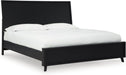 Signature Design by Ashley Danziar Modern King Panel Platform Bed with Angled Legs, Foundation or Box Spring Not Needed, Black
