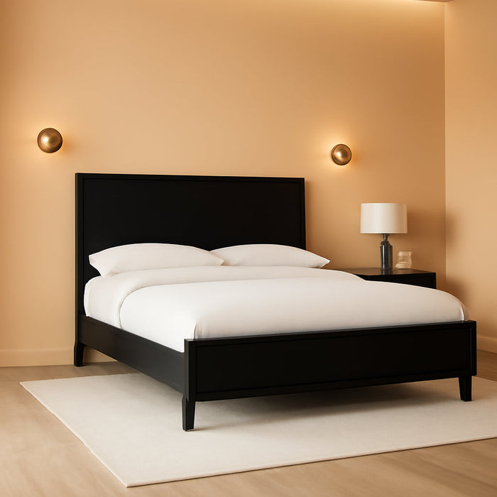 Signature Design by Ashley Danziar Modern King Panel Platform Bed with Angled Legs, Foundation or Box Spring Not Needed, Black