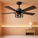 52" Farmhouse Ceiling Fans with Lights and Remote, Outdoor Ceiling Fan Dual Finish 5 Blades 6-Speed Quiet and Reversible DC Motor, Ceiling Fan with Light for Bedroom Living Room and Patio