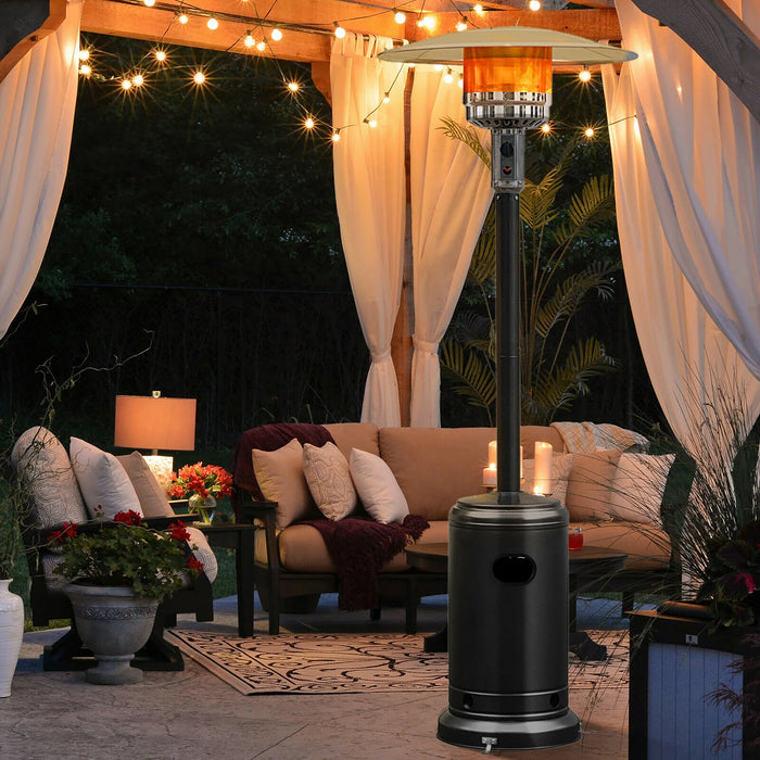 50000 BTU Propane Patio Heater Standing LP Gas Steel with Wheels Black