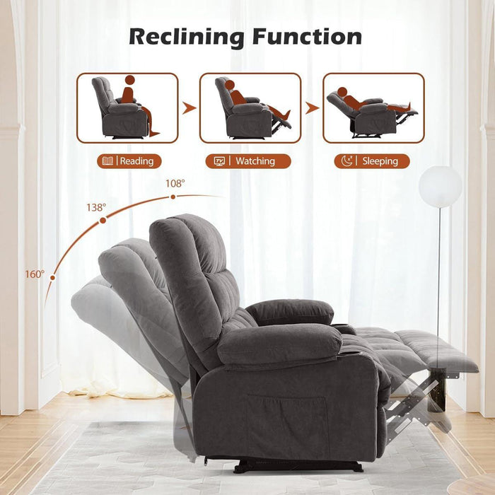 Reclining Sofa with Cup Holders for Living Room 3 Seat Manual Sofa Recliner with Side Pocket