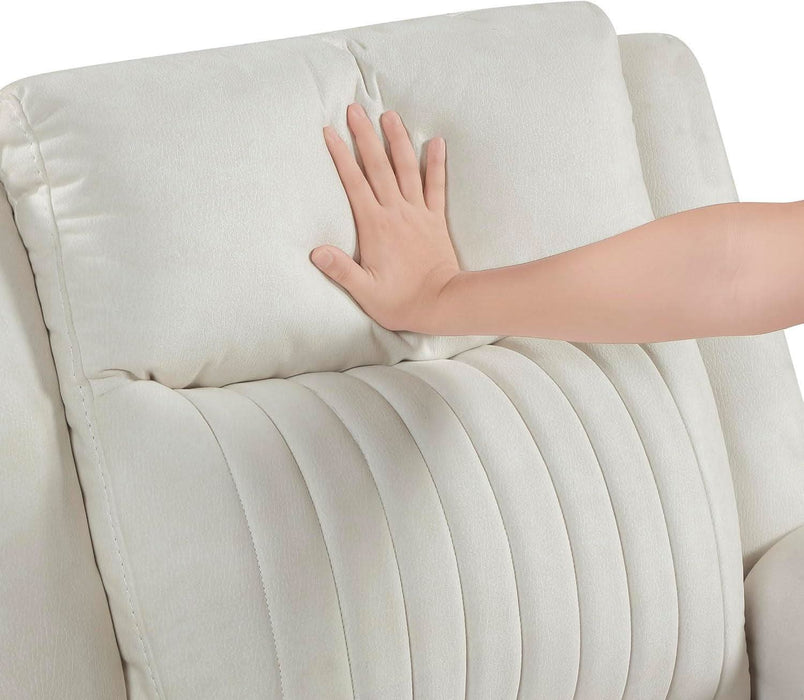 Mnul Double Reclining Sof, Polished Microfiber Upholstered 3 Seter Mnul Sof Recliner for Living Room, Wll Hugger, Esy ssembly, Beige