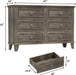 Dresser for Bedroom, 6 Drawer Wide Dresser Storage Organizer, Modern Wooden Chest of Drawers with Metal Handles for Hallway, Entryway, Home Office, Grey