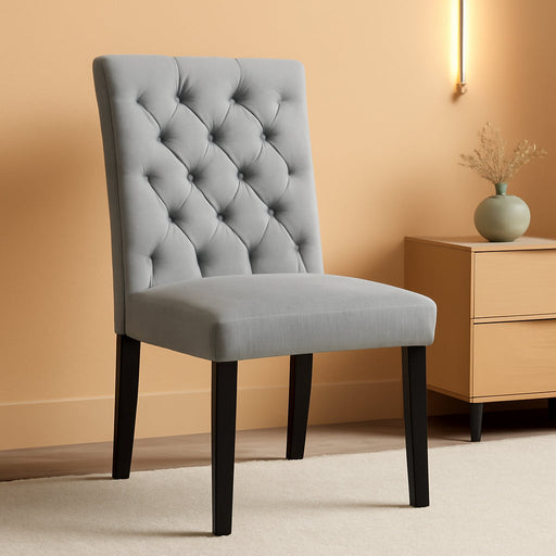 MO- Duchess Modern Tufted Button Upholstered Fabric Parsons, Dining Chair, Light Gray