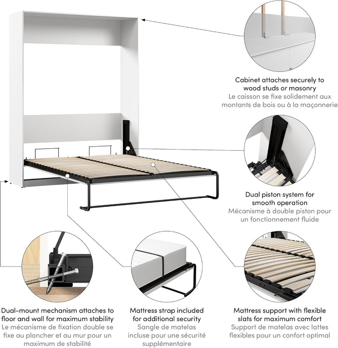 ClaremontIndustrial 65W Queen Murphy Bed Pure White