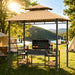 8X5 Ft BBQ Grill Gazebo with Double Roof, Outdoor Grill Shelter with 2 Side Shelves & Tool Hooks, Weather-Resistant Patio Shelter for Backyard Cooking